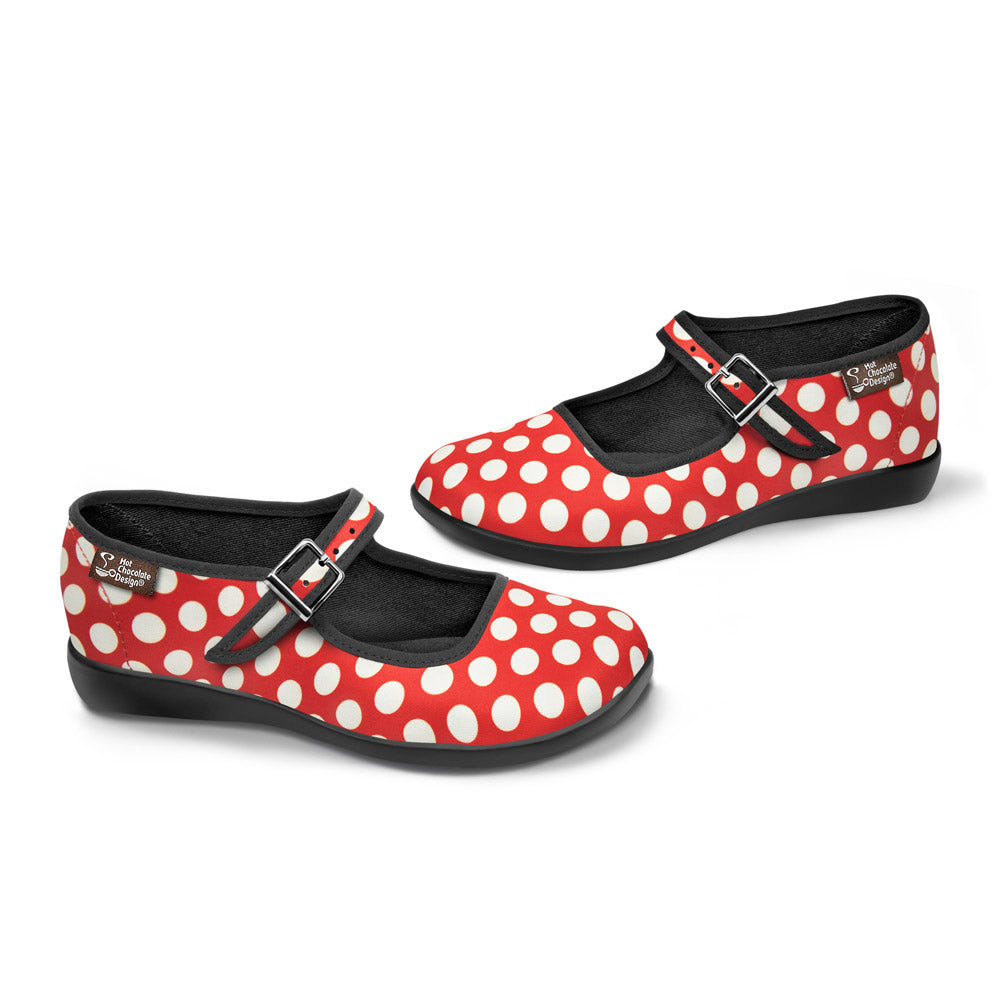 Chocolaticas® Red Polka Women's Mary Jane Flat