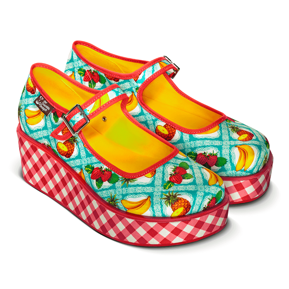 ChocolaticasĀ® Kitsch Picnic Women's Mary Jane Platform