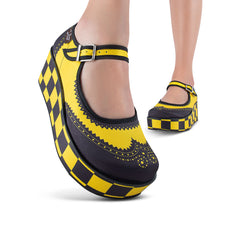 Chocolaticas® Havana Checkers Yellow Women's Mary Jane Platform