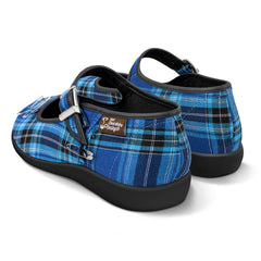 Chocolaticas® Blue Tartan Women's Mary Jane Flat