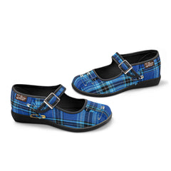 Chocolaticas® Blue Tartan Women's Mary Jane Flat