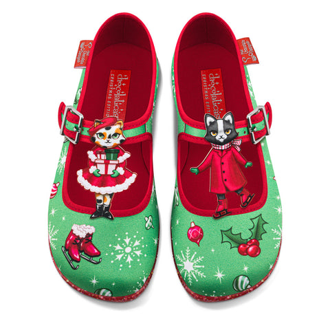 Chocolaticas® Kitty Christmas Women's Mary Jane Flat