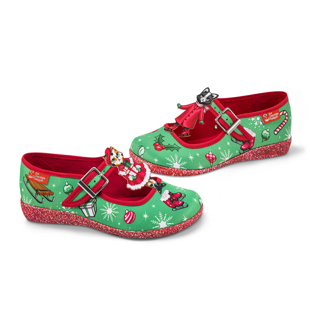 Chocolaticas® Kitty Christmas Women's Mary Jane Flat
