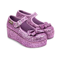 Chocolaticas® Purple Glitter Women's Mary Jane Platform
