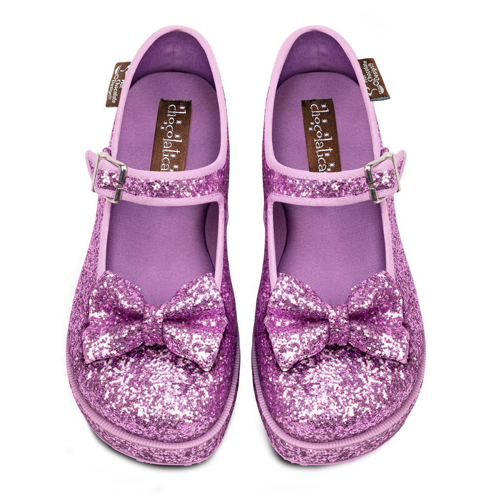 Chocolaticas® Purple Glitter Women's Mary Jane Platform