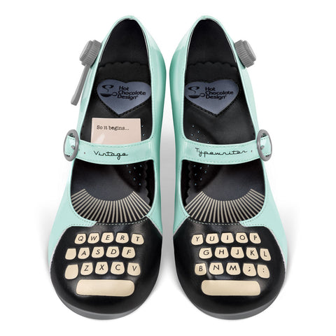 Chocolaticas® Mid Heels Typewriter Women's Mary Jane Pump