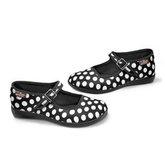 Chocolaticas® Black Polka Women's Mary Jane Flat