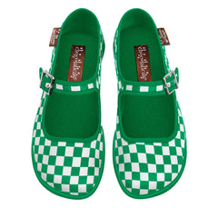 Chocolaticas® Checkers Green Women's Mary Jane Flat