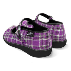 Chocolaticas® Purple Tartan Women's Mary Jane Flat