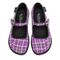 Chocolaticas® Purple Tartan Women's Mary Jane Flat