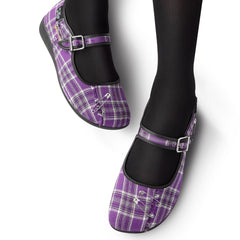 Chocolaticas® Purple Tartan Women's Mary Jane Flat