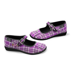 Chocolaticas® Purple Tartan Women's Mary Jane Flat