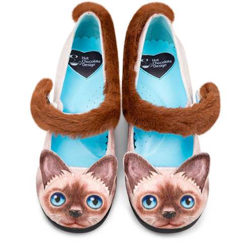 Chocolaticas® Mid Heels Siamese Cat Women's Mary Jane Pump