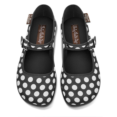 Chocolaticas® Black Polka Women's Mary Jane Flat